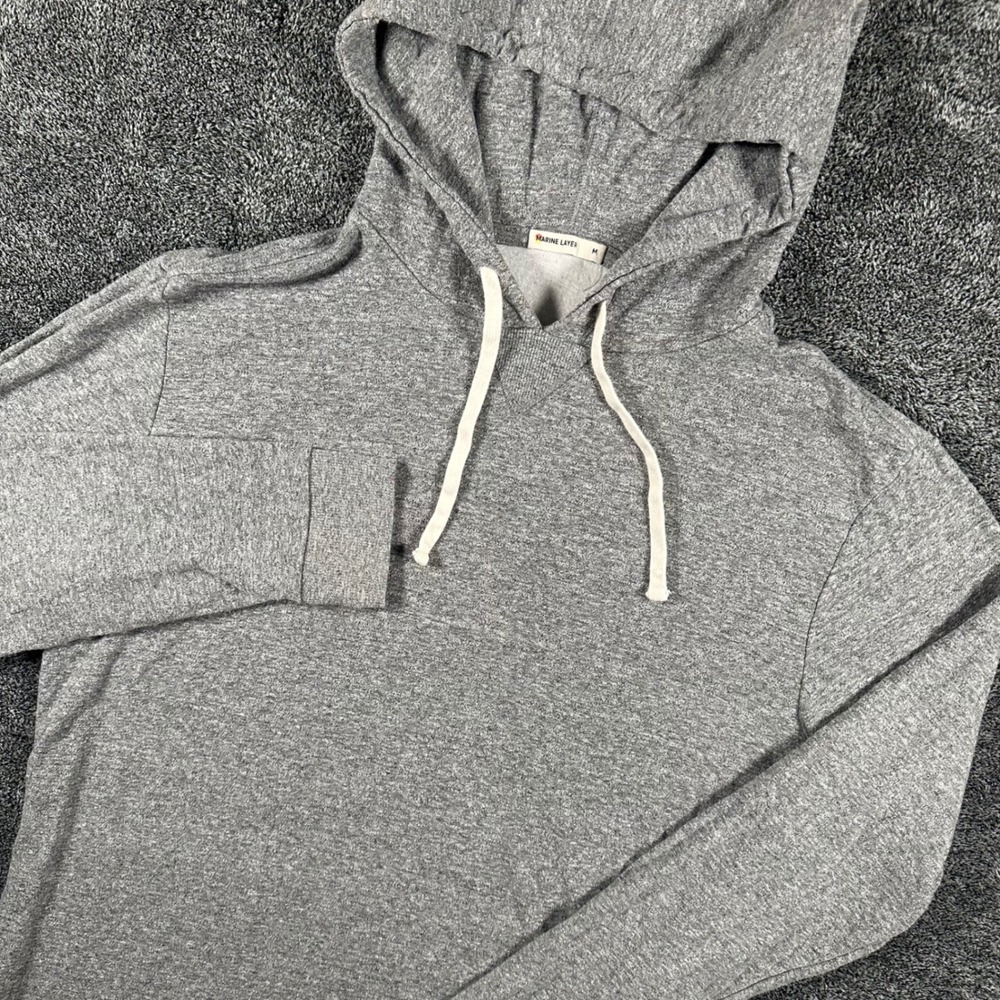 Marine Layer Hoodie Mens M Pullover Heather Gray Lightweight Tri-Blend Soft